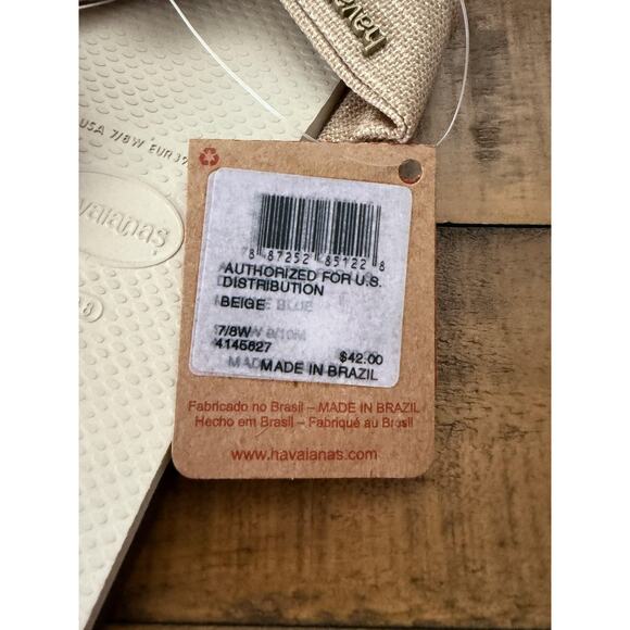 Havaianas Shoes Women's Size 7/8W Gold Bow Slip On Sandals 37/38 Brazil - Picture 4 of 5